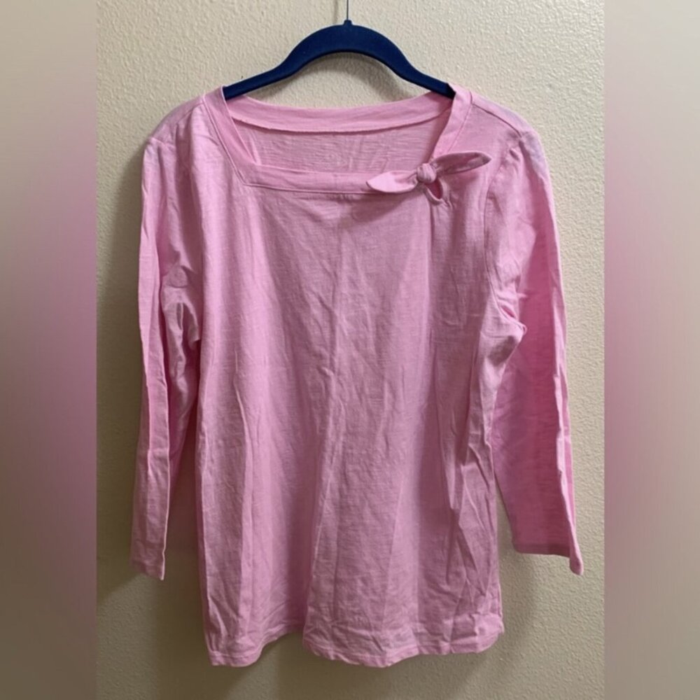 Pink Cotton Shirt With Bow